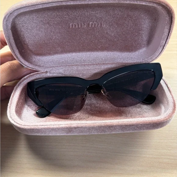 Miu Miu Black and Pink Sunglasses Cat-Eye Style - Picture 5 of 7